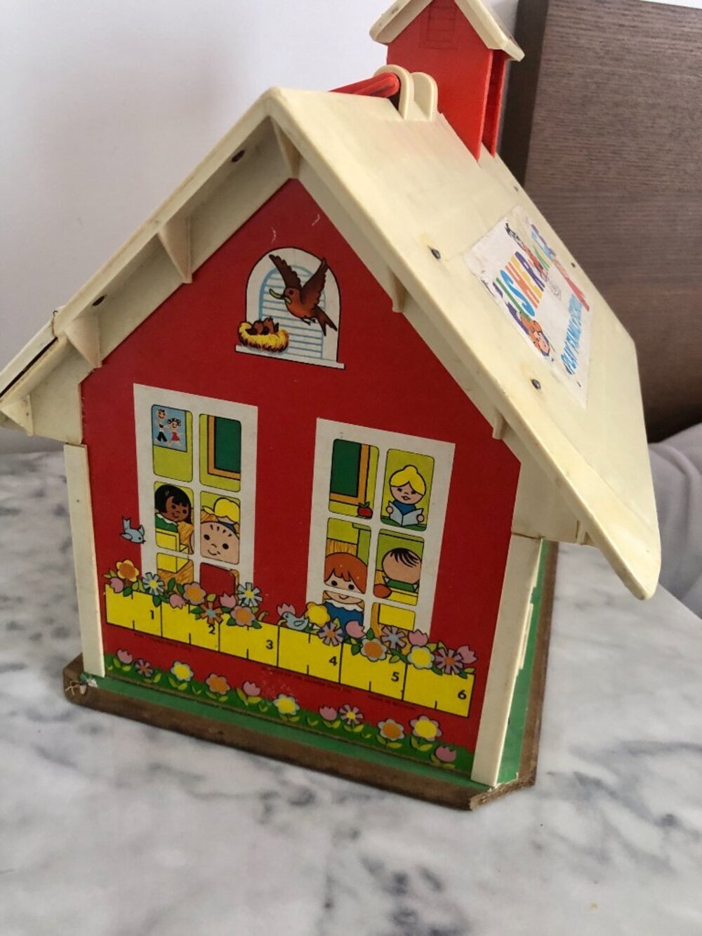 Fisher Price Little People Play Family School House #923 Vtg 1970s With Bell - Picture 10 of 16